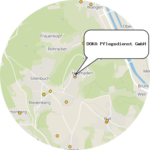 Kartenausschnitt für die Firma DOKA Pflegedienst GmbH
