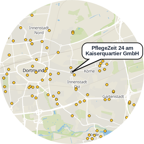 Kartenausschnitt für die Firma PflegeZeit 24 am Kaiserquartier GmbH