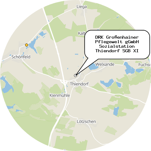 Kartenausschnitt für die Firma DRK Großenhainer Pflegewelt gGmbH Sozialstation Thiendorf SGB XI