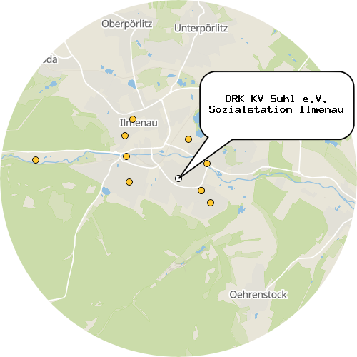Kartenausschnitt für die Firma DRK KV Suhl e.V. Sozialstation Ilmenau