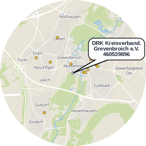 Kartenausschnitt für die Firma DRK Kreisverband. Grevenbroich e.V. 460539896