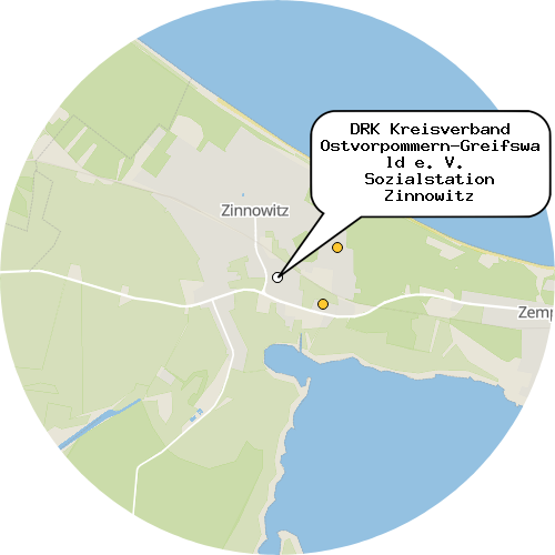 Kartenausschnitt für die Firma DRK Kreisverband Ostvorpommern-Greifswald e. V.  Sozialstation Zinnowitz
