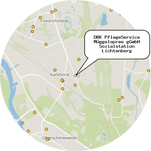 Kartenausschnitt für die Firma DRK PflegeService Müggelspree gGmbH Sozialstation Lichtenberg