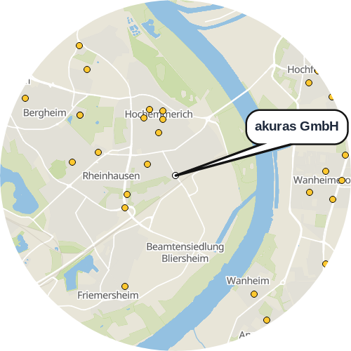 Kartenausschnitt für die Firma akuras GmbH