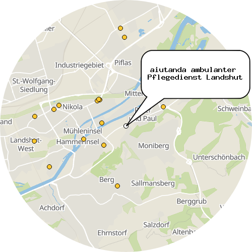 Kartenausschnitt für die Firma aiutanda ambulanter  Pflegedienst Landshut