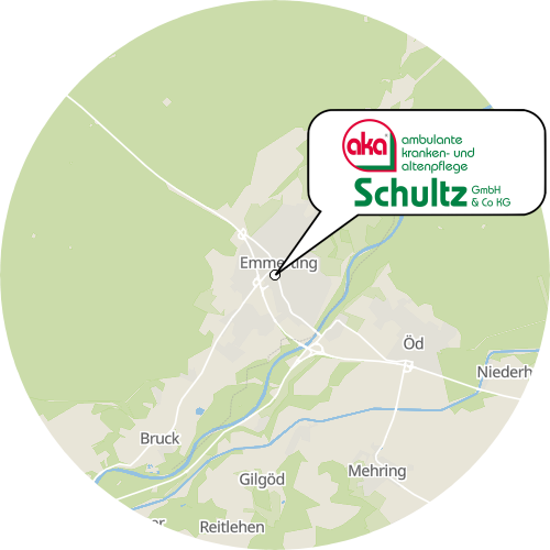 Kartenausschnitt für die Firma aka - ambulante Kranken- und Altenpflege GmbH & Co KG