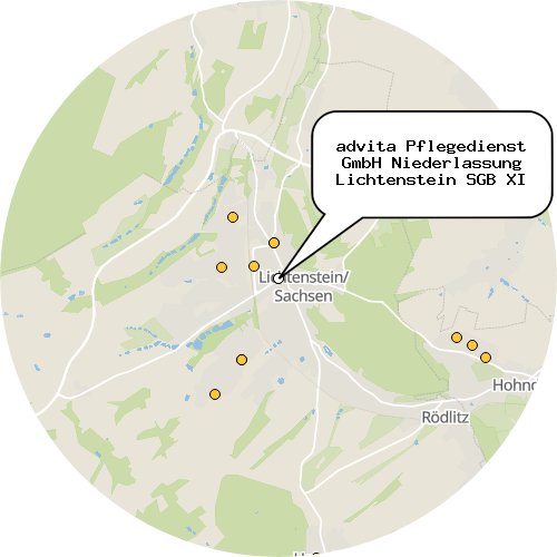 Kartenausschnitt für die Firma advita Pflegedienst GmbH Niederlassung Lichtenstein SGB XI