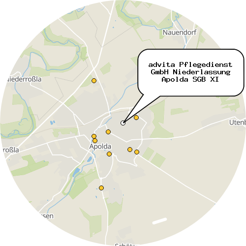 Kartenausschnitt für die Firma advita Pflegedienst GmbH Niederlassung Apolda SGB XI