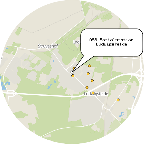 Kartenausschnitt für die Firma ASB Sozialstation Ludwigsfelde