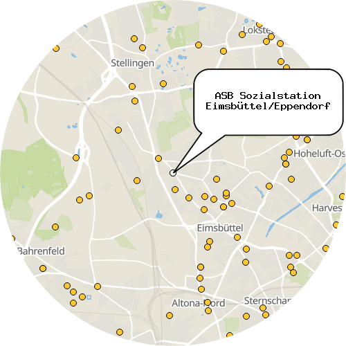 Kartenausschnitt für die Firma ASB Sozialstation Eimsbüttel/Eppendorf