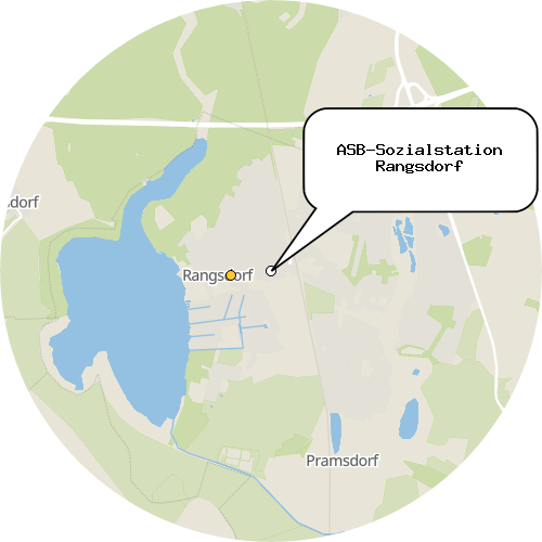 Kartenausschnitt für die Firma ASB-Sozialstation Rangsdorf