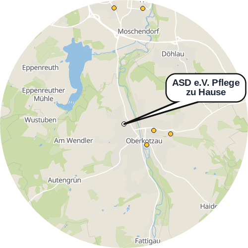 Kartenausschnitt für die Firma ASD e.V. Pflege zu Hause