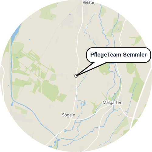 Kartenausschnitt für die Firma PflegeTeam Semmler