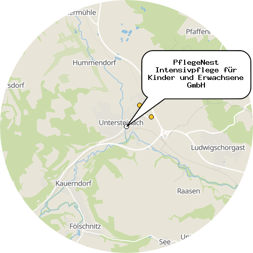 Kartenausschnitt für die Firma PflegeNest Intensivpflege für Kinder und Erwachsene GmbH
