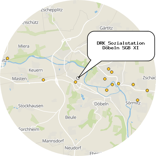 Kartenausschnitt für die Firma DRK Sozialstation Döbeln SGB XI
