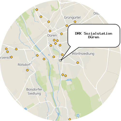 Kartenausschnitt für die Firma DRK Sozialstation Düren