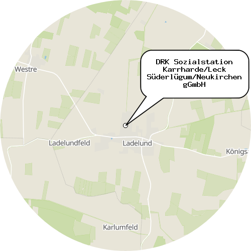 Kartenausschnitt für die Firma DRK Sozialstation Karrharde/Leck Süderlügum/Neukirchen gGmbH