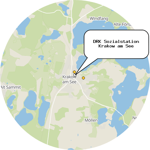 Kartenausschnitt für die Firma DRK Sozialstation Krakow am See