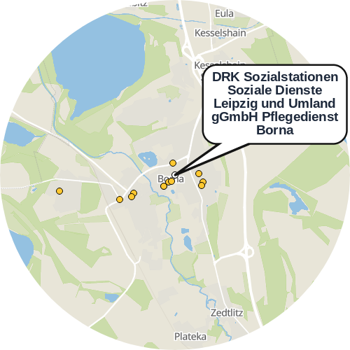 Kartenausschnitt für die Firma DRK Sozialstationen Soziale Dienste Leipzig und Umland gGmbH Pflegedienst Borna
