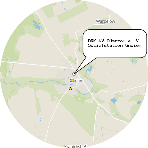 Kartenausschnitt für die Firma DRK-KV Güstrow e. V. Sozialstation Gnoien