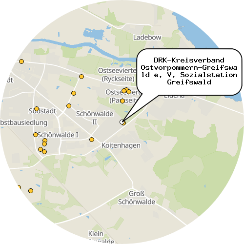 Kartenausschnitt für die Firma DRK-Kreisverband Ostvorpommern-Greifswald e. V. Sozialstation Greifswald