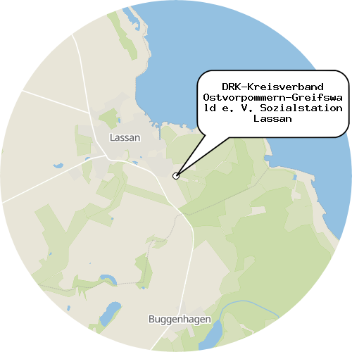 Kartenausschnitt für die Firma DRK-Kreisverband Ostvorpommern-Greifswald e. V. Sozialstation Lassan