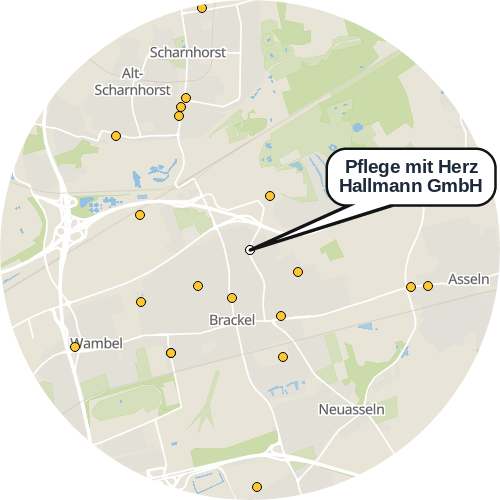Kartenausschnitt für die Firma Pflege mit Herz Hallmann GmbH