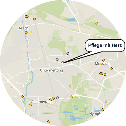 Kartenausschnitt für die Firma Pflege mit Herz