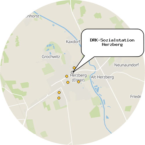 Kartenausschnitt für die Firma DRK-Sozialstation Herzberg