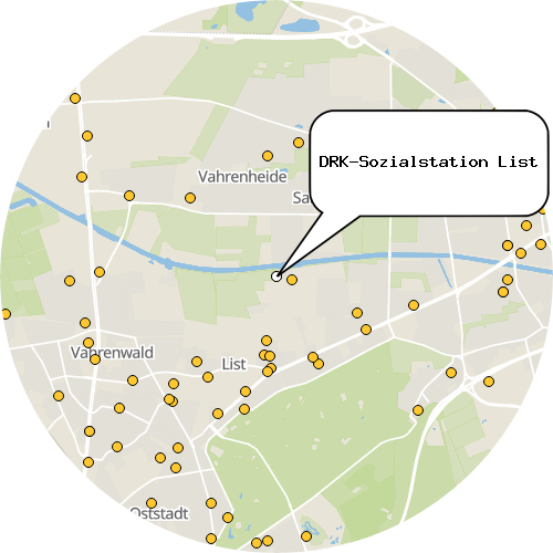 Kartenausschnitt für die Firma DRK-Sozialstation List