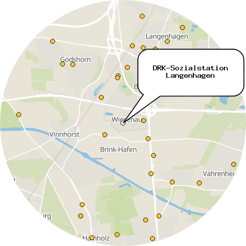 Kartenausschnitt für die Firma DRK-Sozialstation Langenhagen