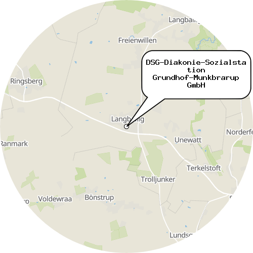Kartenausschnitt für die Firma DSG-Diakonie-Sozialstation Grundhof-Munkbrarup GmbH
