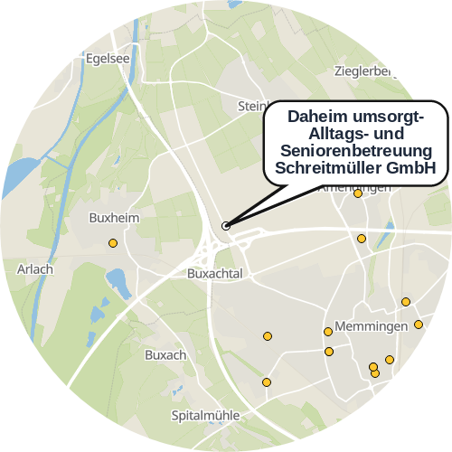 Kartenausschnitt für die Firma Daheim umsorgt- Alltags- und Seniorenbetreuung Schreitmüller GmbH