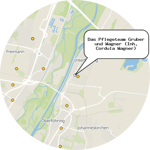 Kartenausschnitt für die Firma Das Pflegeteam Gruber und Wagner (Inh. Cordula Wagner)