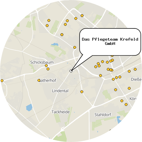 Kartenausschnitt für die Firma Das Pflegeteam Krefeld GmbH