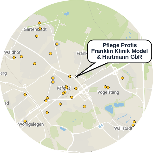 Kartenausschnitt für die Firma Pflege Profis Franklin Klinik Model   & Hartmann GbR