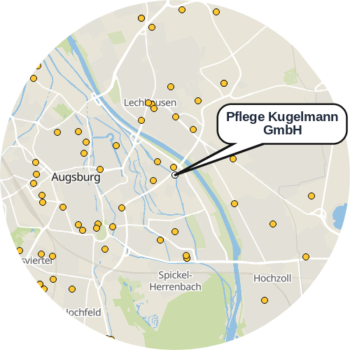 Kartenausschnitt für die Firma Pflege Kugelmann GmbH