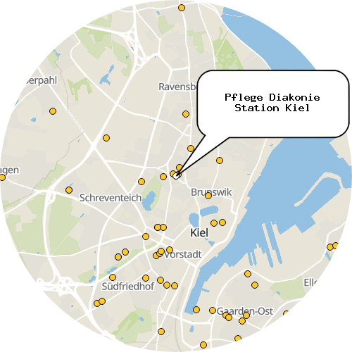 Kartenausschnitt für die Firma Pflege Diakonie Station Kiel