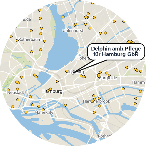 Kartenausschnitt für die Firma Delphin amb.Pflege für Hamburg GbR