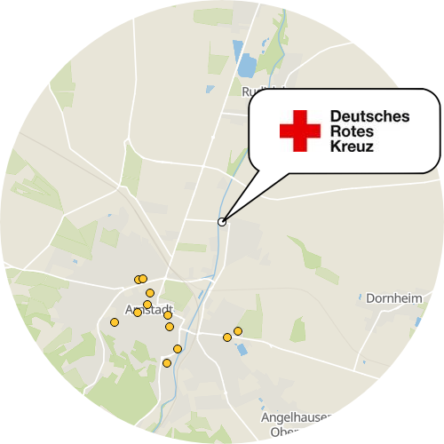 Kartenausschnitt für die Firma Deutsches Rotes Kreuz KV Arnstadt e.V. Sozialstation