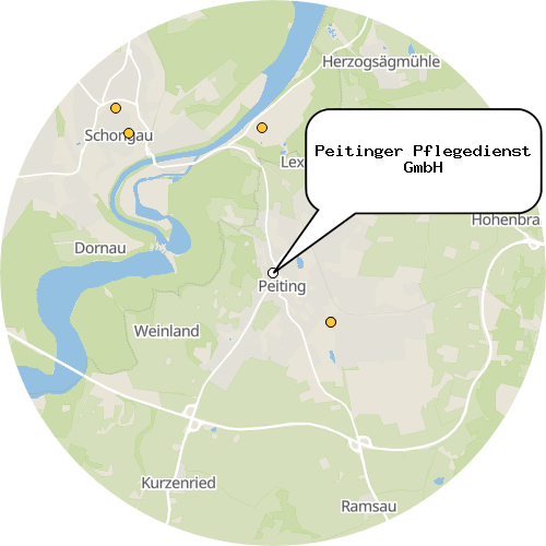 Kartenausschnitt für die Firma Peitinger Pflegedienst GmbH