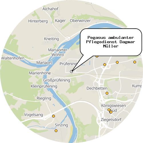 Kartenausschnitt für die Firma Pegasus ambulanter Pflegedienst Dagmar Müller