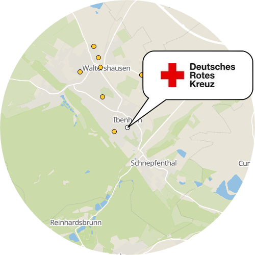 Kartenausschnitt für die Firma Deutsches Rotes Kreuz KV Gotha e.V. Sozialstation Waltershausen