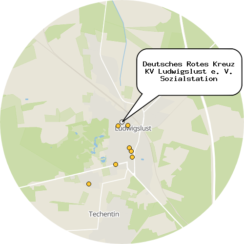 Kartenausschnitt für die Firma Deutsches Rotes Kreuz KV Ludwigslust e. V. Sozialstation