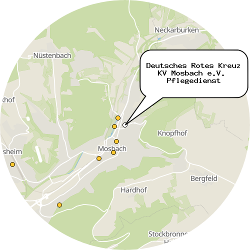Kartenausschnitt für die Firma Deutsches Rotes Kreuz KV Mosbach e.V.  Pflegedienst