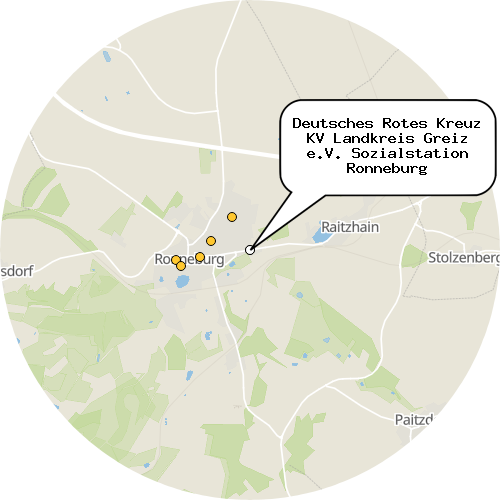 Kartenausschnitt für die Firma Deutsches Rotes Kreuz KV Landkreis Greiz e.V. Sozialstation Ronneburg