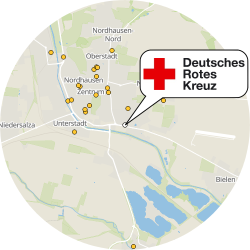 Kartenausschnitt für die Firma Deutsches Rotes Kreuz KV Nordhausen e.V. Pflegedienst
