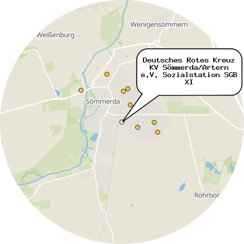 Kartenausschnitt für die Firma Deutsches Rotes Kreuz KV Sömmerda/Artern e.V. Sozialstation SGB XI