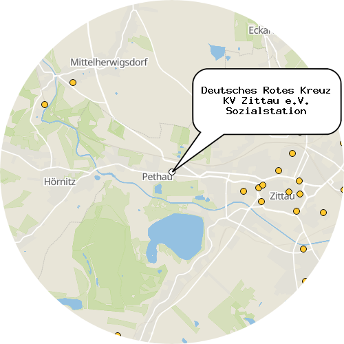Kartenausschnitt für die Firma Deutsches Rotes Kreuz KV Zittau e.V. Sozialstation
