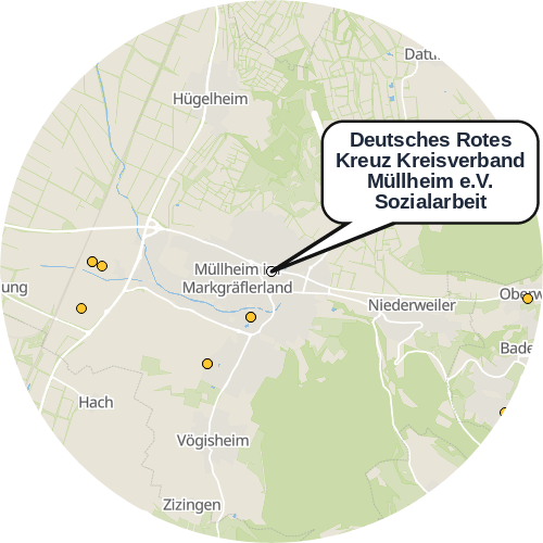 Kartenausschnitt für die Firma Deutsches Rotes Kreuz Kreisverband Müllheim e.V.  Sozialarbeit